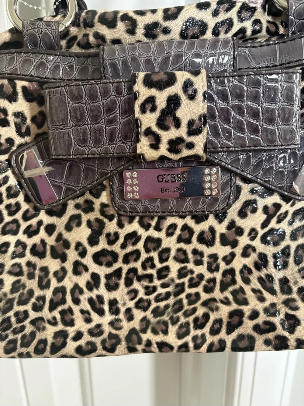 Guess Cheetah Leopard Print Shoulder Bag Satchel Y2K Purse